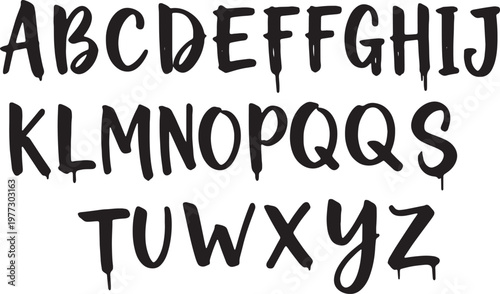 Black graffiti-style uppercase and lowercase alphabet letters