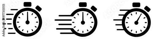 fast time clock icons speed timer set