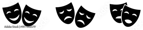 theater comedy tragedy mask icon set