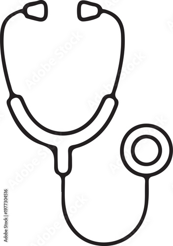 Medical stethoscope icon, professional healthcare diagnostic tool line art illustration isolated on white background