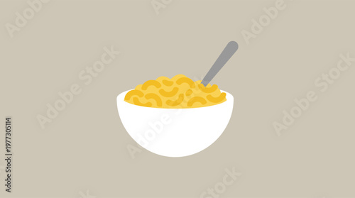 A bowl of cereal with a spoon.