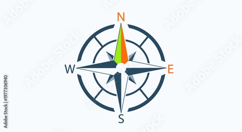 Colorful Compass Navigation Direction Tool.