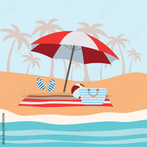 Seaside holiday sunshade concept.

