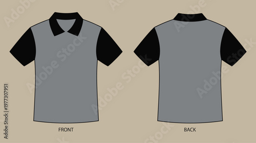 Graphic design of a gray polo shirt.