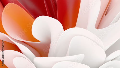 Abstract three-dimensional background with multi-layered smooth shapes and soft gradients. A modern, futuristic composition with dynamic curves for a stylish design.