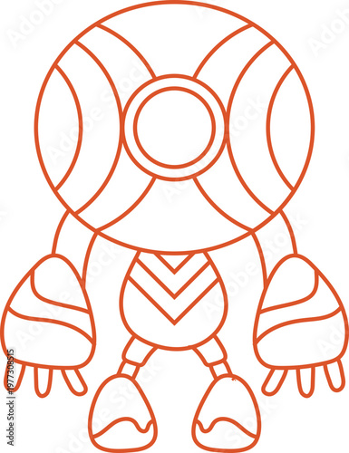 Smart AI Robot Character Vector Set, Cute Futuristic Mascot Collection Flat Style outline