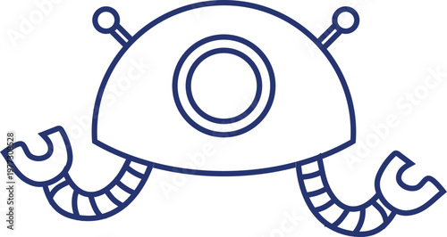 Smart AI Robot Character Vector Set, Cute Futuristic Mascot Collection Flat Style outline