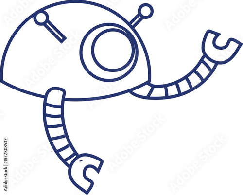 Smart AI Robot Character Vector Set, Cute Futuristic Mascot Collection Flat Style outline