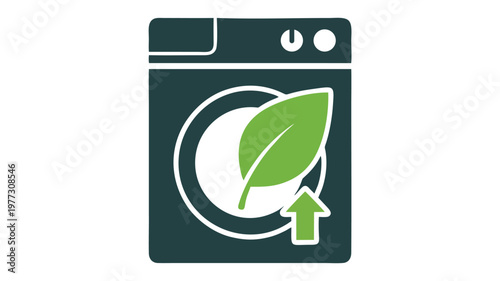 Eco Friendly Energy Efficient Washing Machine Icon Symbol