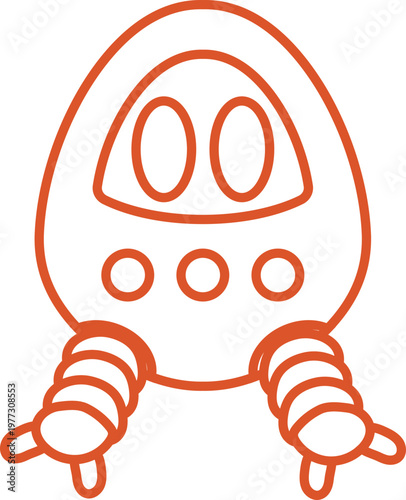 Smart AI Robot Character Vector Set, Cute Futuristic Mascot Collection Flat Style outline