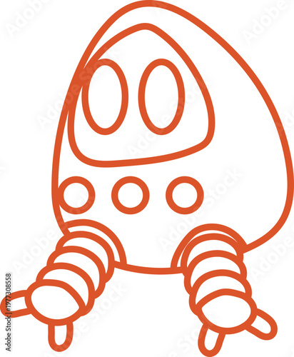 Smart AI Robot Character Vector Set, Cute Futuristic Mascot Collection Flat Style outline