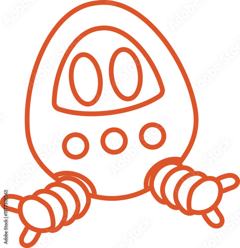 Smart AI Robot Character Vector Set, Cute Futuristic Mascot Collection Flat Style outline
