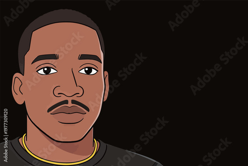 Illustration of a Man with Short Hair and Mustache