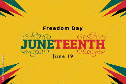 Yellow Juneteenth Freedom Day Poster celebrated on 19th of June