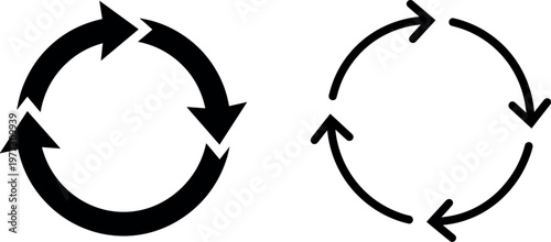 circular cycle arrow icon set for refresh and update process, repeat and synchronization symbols on transparent background