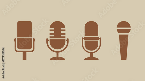 Four different types of microphones icons.