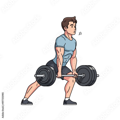 Man performing deadlift exercise with a barbell, fitness, weightlifting, gym workout