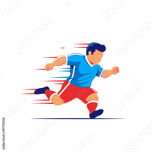 Soccer Player Running Fast Motion Blur Graphic Design