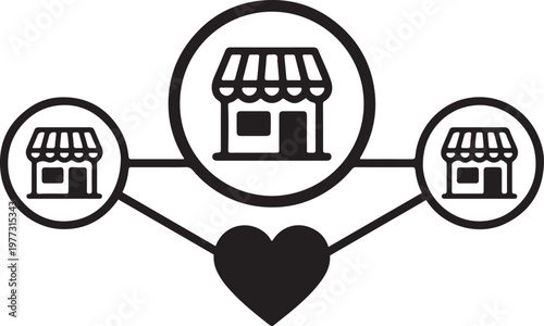 Connected shops with heart icon