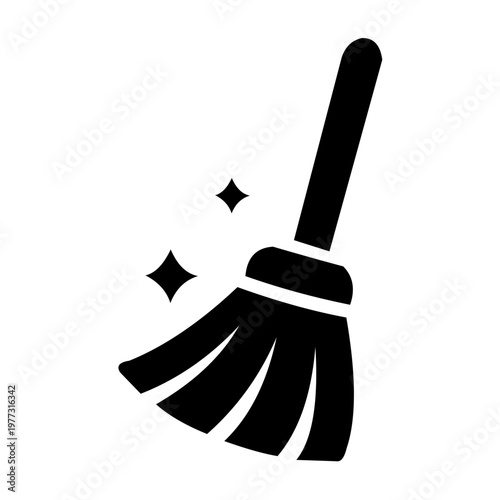 Broom cleaning icon simple hygiene tool illustration