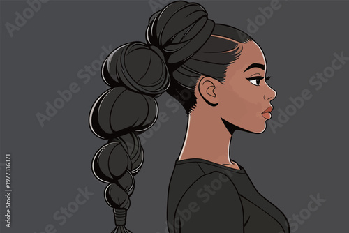 Illustration of a Woman with an Elegant Braided Updo