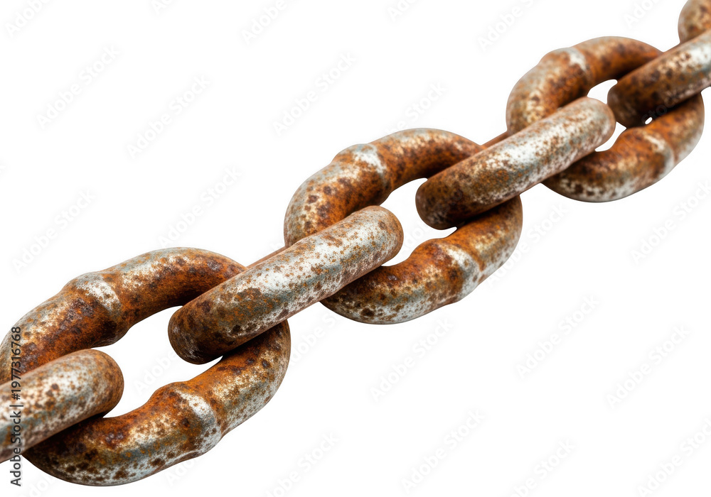 Fototapeta premium Heavy Rusty Metal Chain Links Showing Age And Corrosion Texture