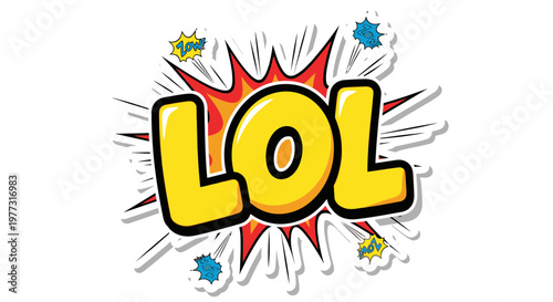 LOL Comic Explosion, Funny Laughing, Pop Art Style, Isolated White Background