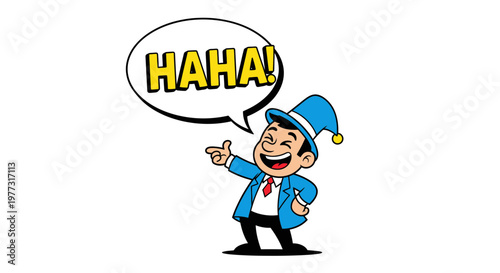 Man Laughing Out Loud, Pointing Finger, Funny Cartoon Character