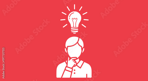 Man Thinking With Light Bulb Idea Above Head
