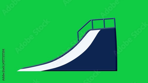 2D Animated Skate Ramp with Smooth Curve Structure for Extreme Sport Concept