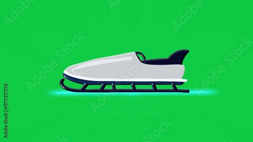 2D Animated Winter Sled with Ice Trail Effect for Snow Transportation and Sport Concept