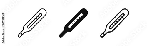 Medical Thermometer Icon Set for Body Temperature Measurement
