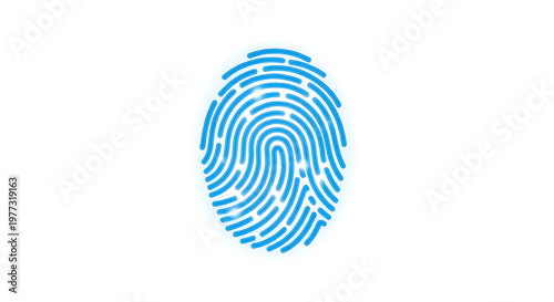 Futuristic biometric fingerprint icon glowing isolated security concept