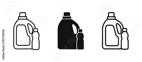 Household Cleaning Product Plastic Bottle Icons for Recycling