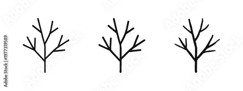 Bare Tree Branch Icon Set for Garden Waste and Nature