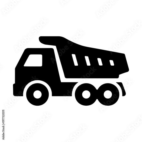 Dump truck construction solid black icon vector illustration