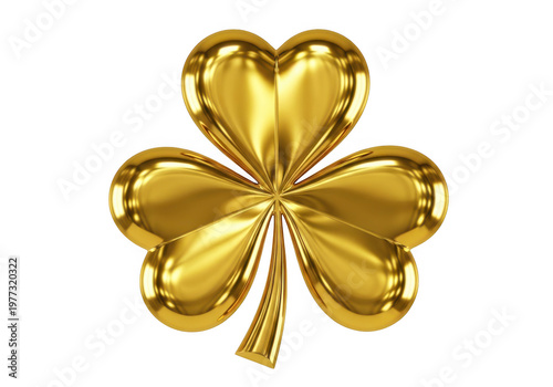 Shiny Gold Three Leaf Shamrock Symbol For Saint Patricks Day