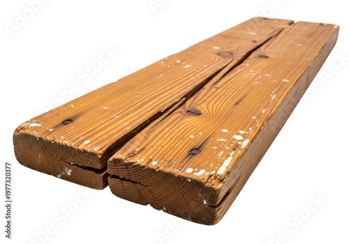 Rustic Weathered Wooden Plank With Cracks And White Paint Splatter