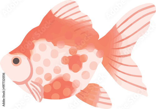 Ryukin Goldfish Vector Flat Illustration | 琉金の金魚イラスト 和風観賞魚素材