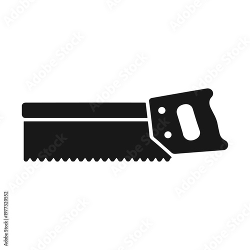Hand saw carpentry tool solid black icon vector illustration