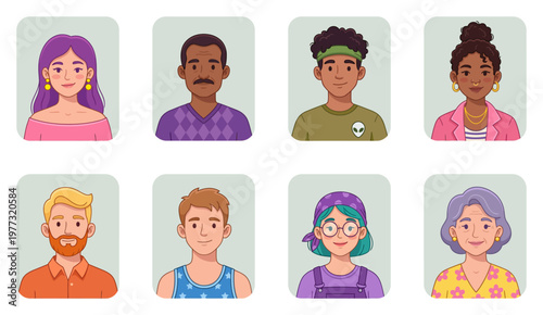 Diverse people avatar collection including various ages and styles | Set of flat vector character icons for user profiles and social community