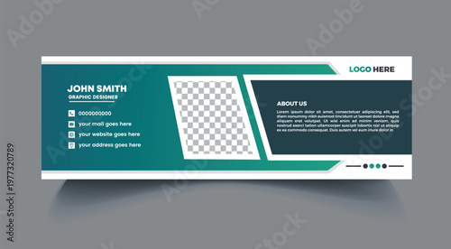 Modern Business Card Template for Graphic Designer with Teal Background