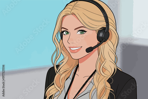 Female Call Center Agent with Headset