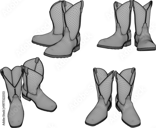 Vector sketch illustration silhouette design 3d rendering of boots for latest fashion