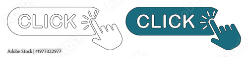 Click Button Icon, Digital Interaction Pointer, Online Action Symbol, Web Element, Teal and Outline Styles