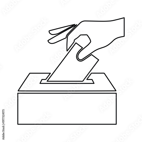 Hand casting vote into ballot box, election symbol, voting concept, democratic process, political choice, civic duty, vector illustration