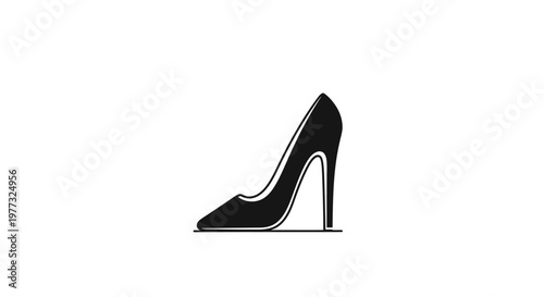 Minimalist Silhouette of a High-Heeled Shoe on White Background Fashion Icon