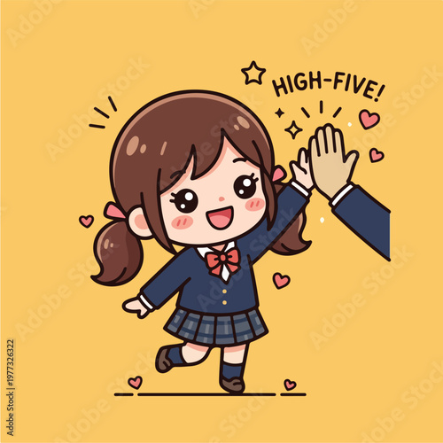 Girl Giving High Five Hand.