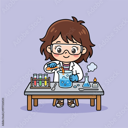 Girl in lab coat working.