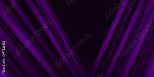 Music abstract background. Neon gradient rays. Jazz party spotlight. Defocused purple blue color laser beam on dark black ribbed texture free space wallpaper.